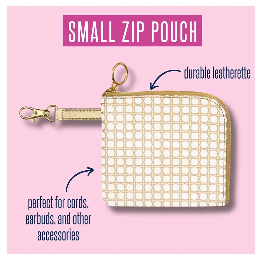 Lilly Pulitzer Padded Tech Sleeve & Small Zip Pouch, Gold Metallic Bon Vivants - Picture 5 of 11